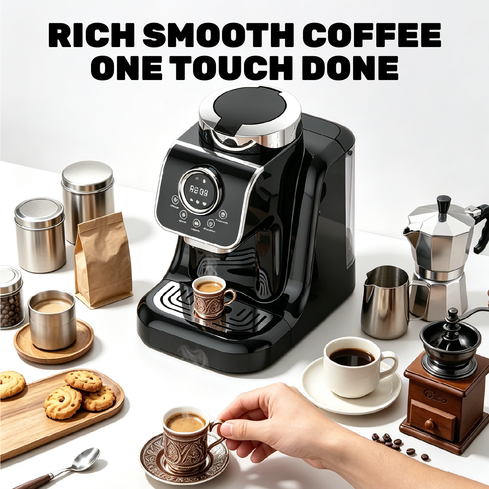 Turkish coffee machine with a capacity of 1000ML, featuring an anti-drip system and an easy-to-use design, suitable for home coffee brewing