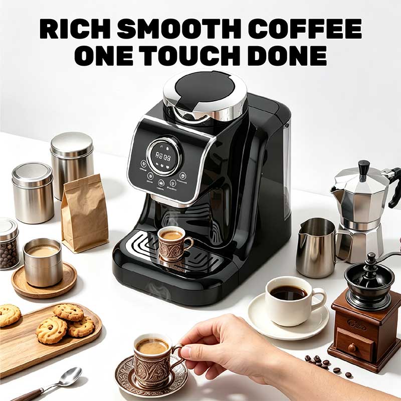 Turkish coffee machine with a capacity of 1000ML, featuring an anti-drip system and an easy-to-use design, suitable for home coffee brewing